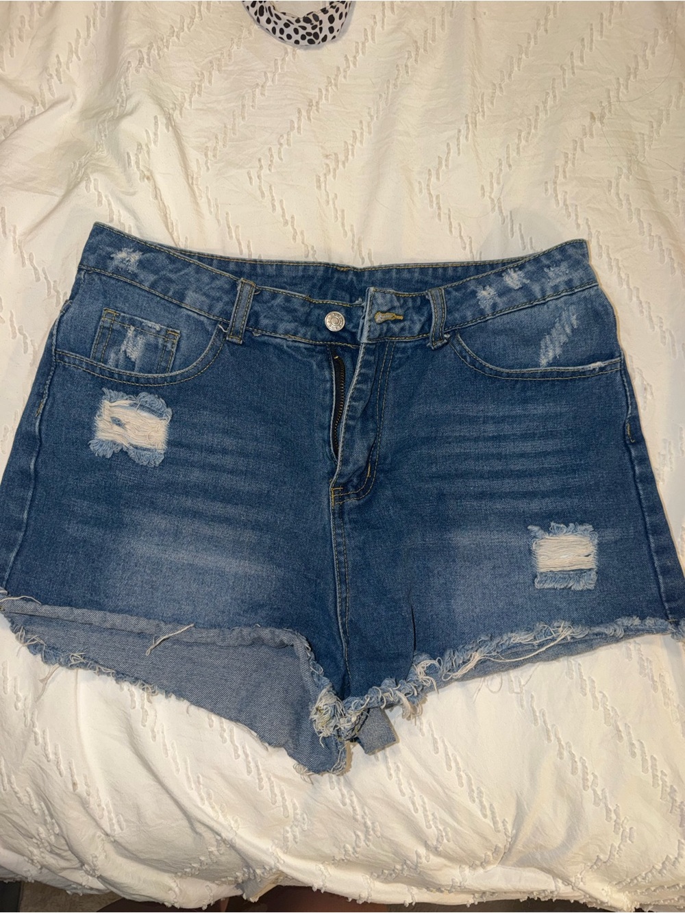 Denim Distressed High-Waist Women’s Shorts - Blue
